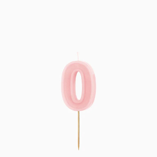 Vela de Aniversário Rosa Pastel 6cm Número 0