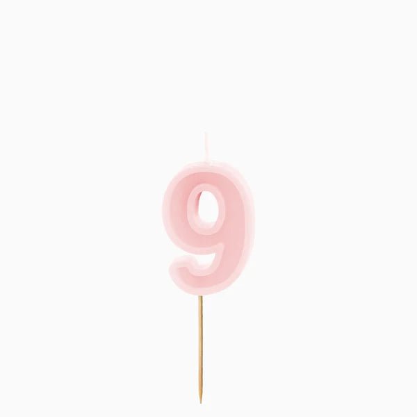 Vela de Aniversário Rosa Pastel 6cm Número 9