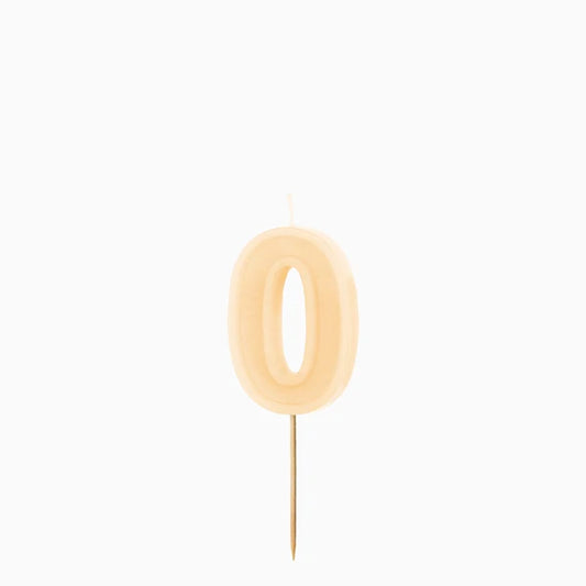 Vela de Aniversário Creme 6cm Número 0