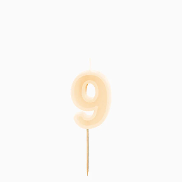 Vela de Aniversário Creme 6cm Número 9