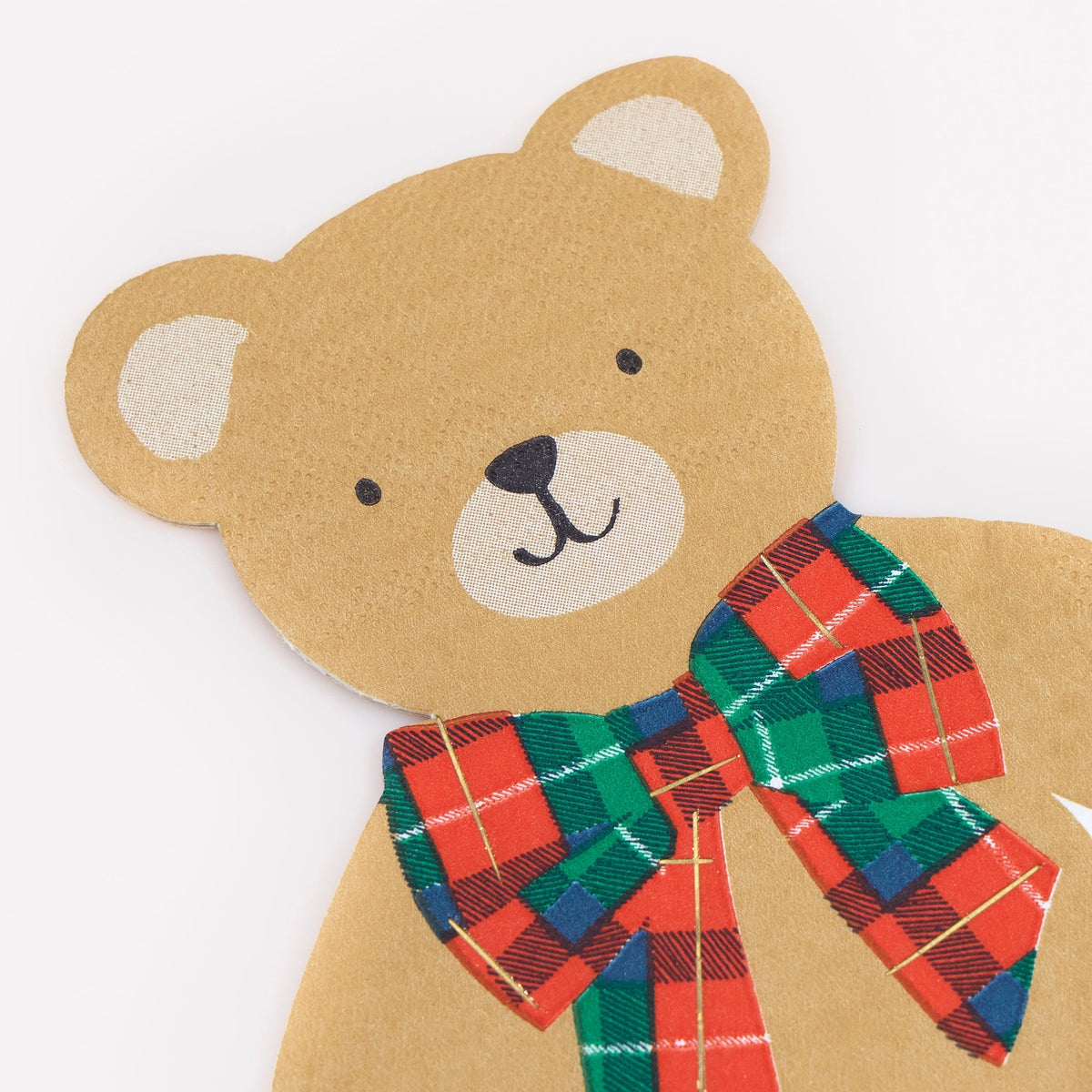 Guardanapos Urso com Laço Xadrez (Pack 16), mesa de Natal