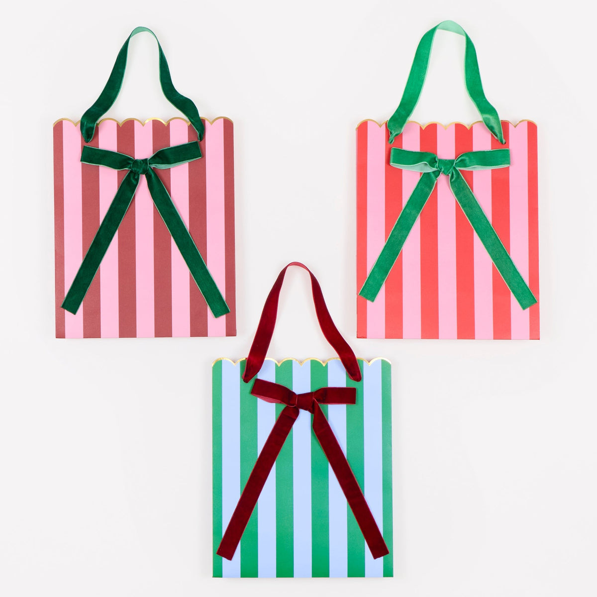 Sacos de Oferta Médios Riscas de Natal (Pack 3), embrulho de Natal
