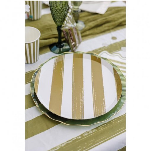 6 Pratos 23cm Mix&Match Riscas Verde Oliva detalhe