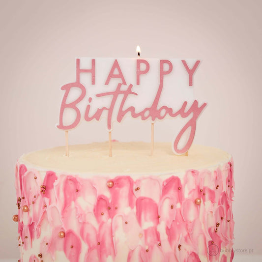 Vela rosa feliz cumpleaños