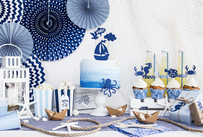 Blue Striped Popcorn Boxes