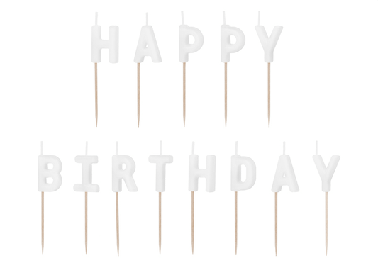 White Happy Birthday Candles