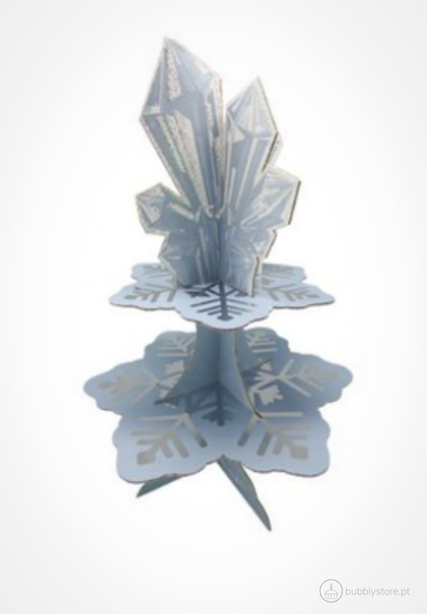 Expositor de festa de aniversário infantil do tema Frozen, com 2 andares e 40 cm de altura.