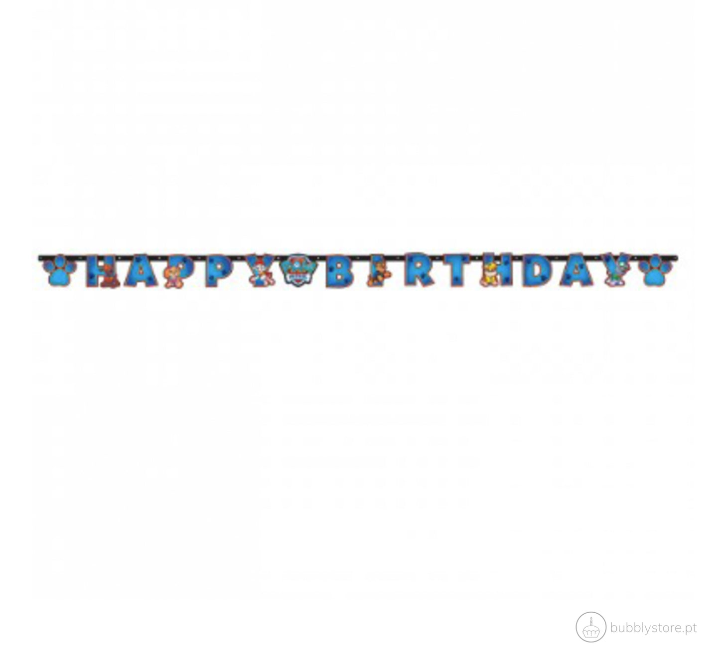 Grinalda para festa de aniversário do tema Patrulha Pata, com 2,4m de comprimento.