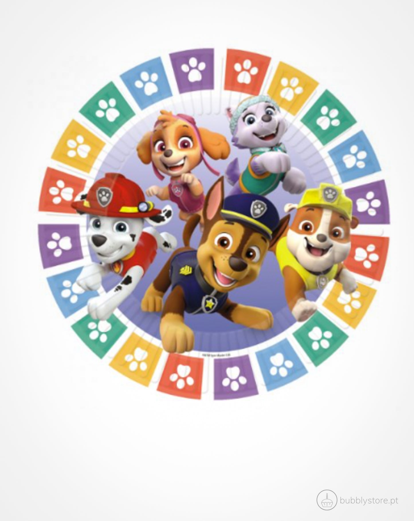 Pratos da temática Patrulha Pata, com 23cm de diâmetro.
Cada embalagem contém 8 pratos.