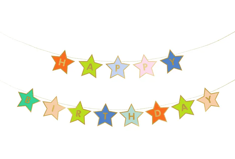 Colorful Happy Birthday Stars Garland