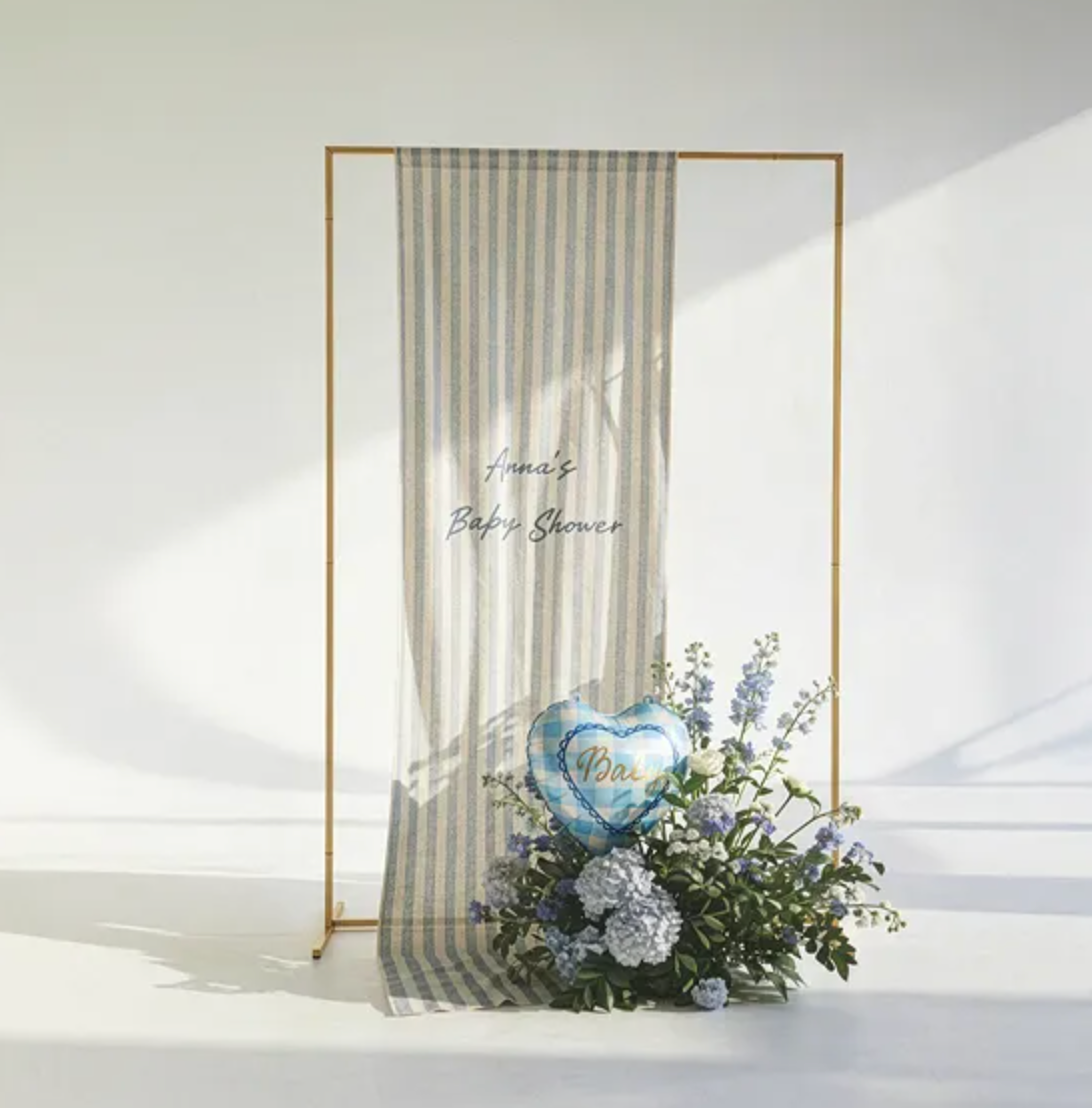 Balão Coração Vichy Azul