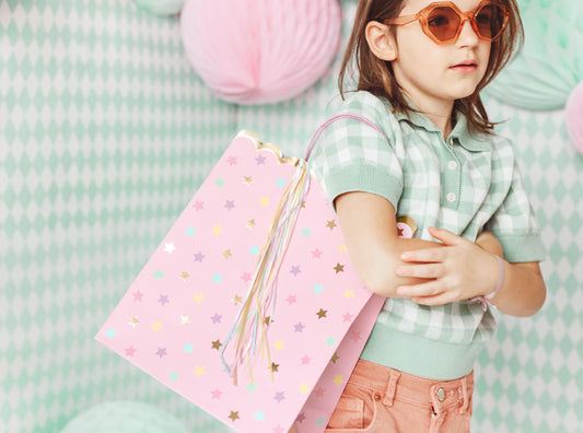 Saco Papel Estrelas Rosa