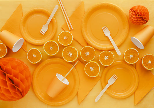 Copos de Papel Laranja Claro — detalhe