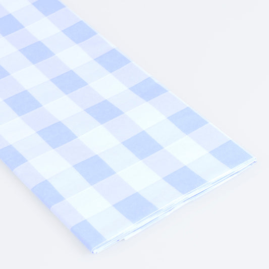 Toalha de Mesa de Papel Gingham Azul detalhe