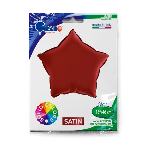 Balão Foil 18'' Estrela Satin Rubin Vermelho Grabo