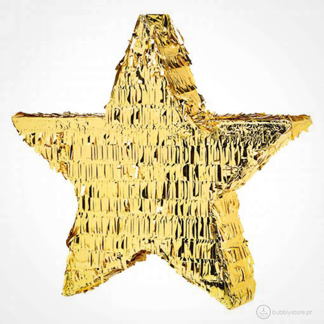 Pinhata em forma de Estrela, com 45 x 45 cm.
Preparada para encher de doces e pendurar.