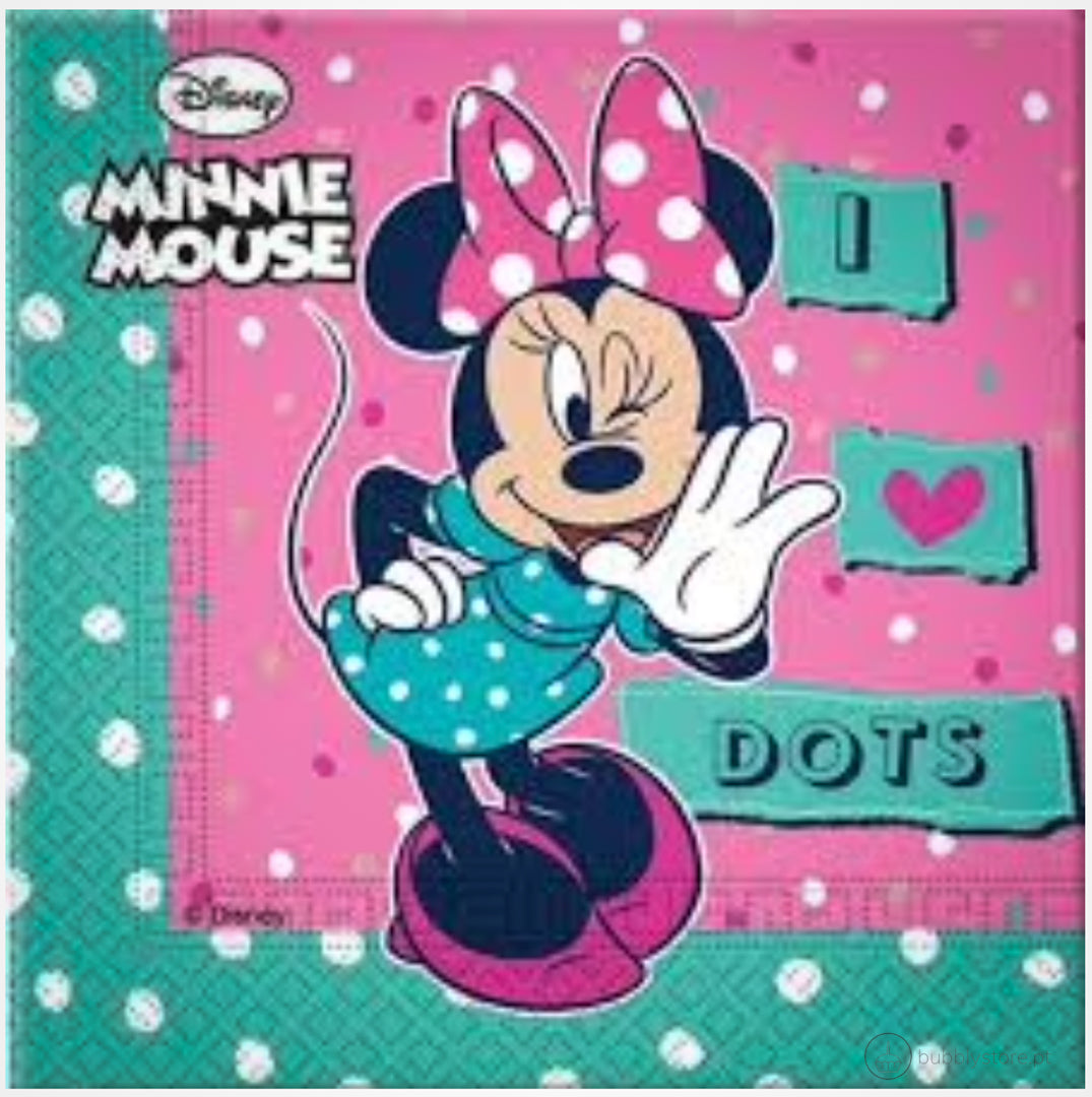Guardanapos da temática Minnie, com a medida de 33 x 33cm.
Cada embalagem é composta por 20 unidades.