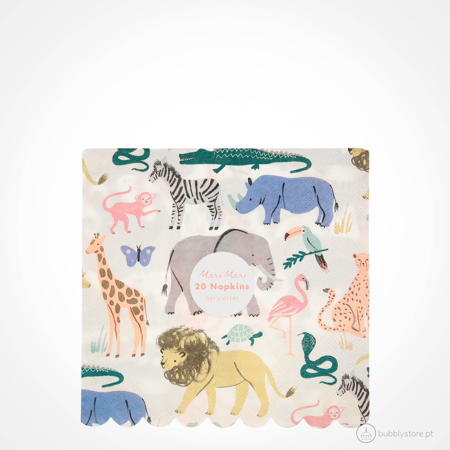 Guardanapos da temática Safari, com a medida de 16,5 x 16,5cm. Cada embalagem é composta por 20 unidades.