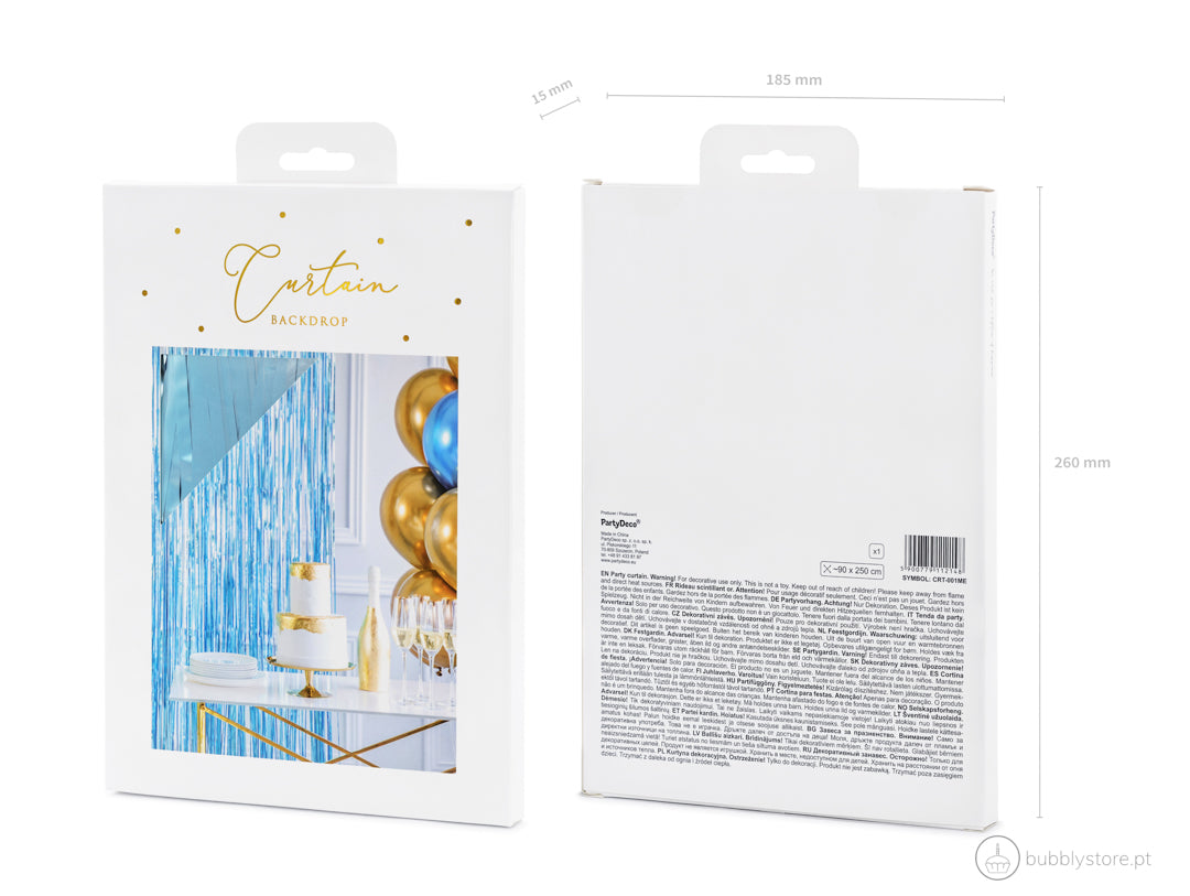 Cortina azul metalizado