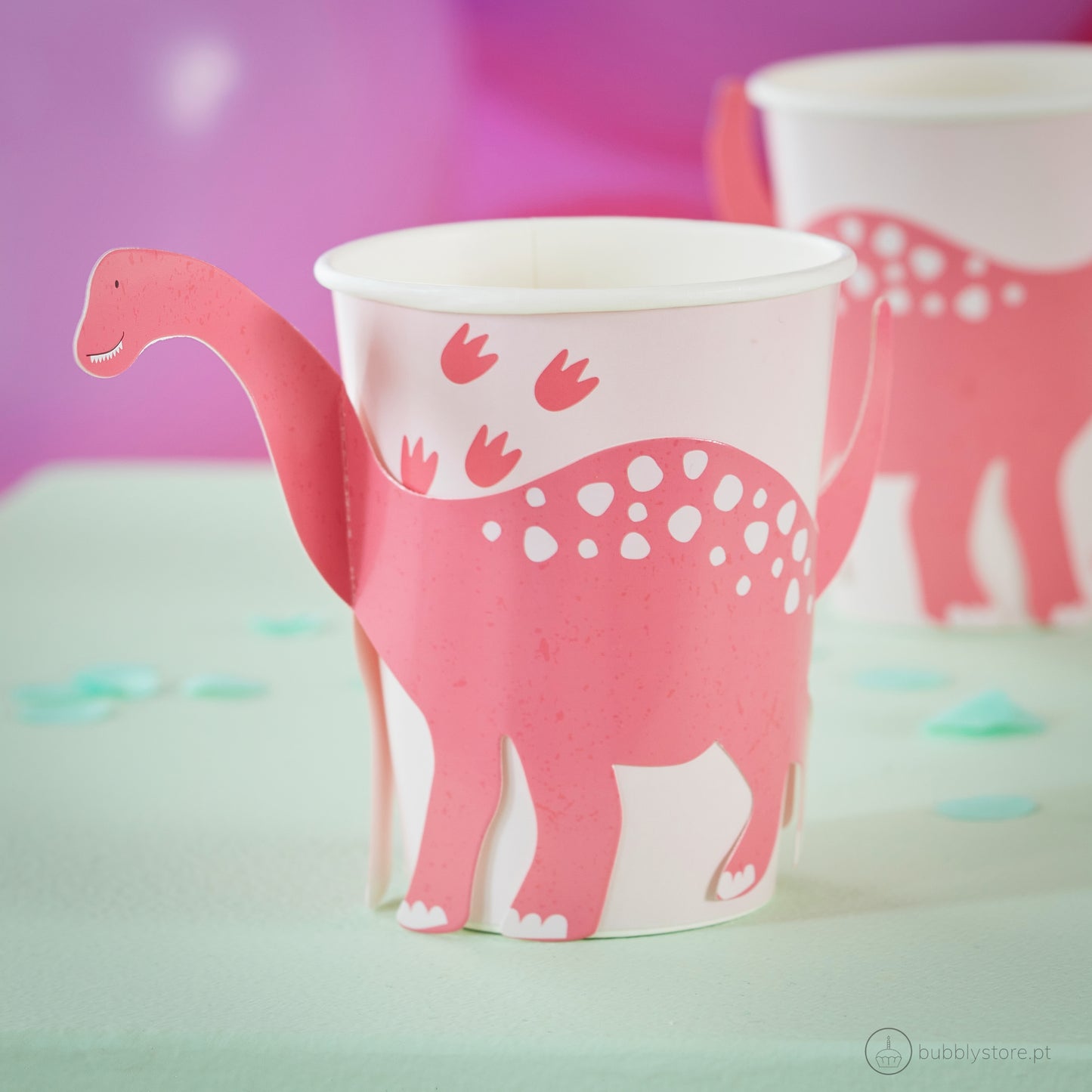 Tazas de dinosaurios rosas
