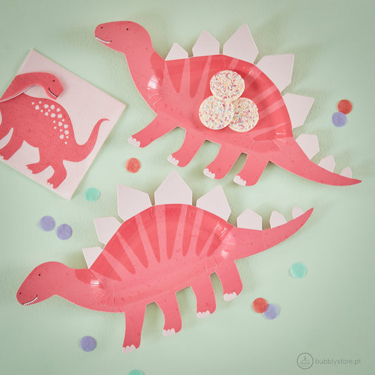 Pratos Dinossauros Rosa