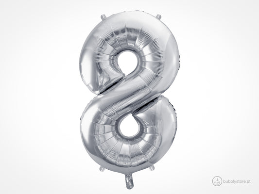Silver Number Balloons