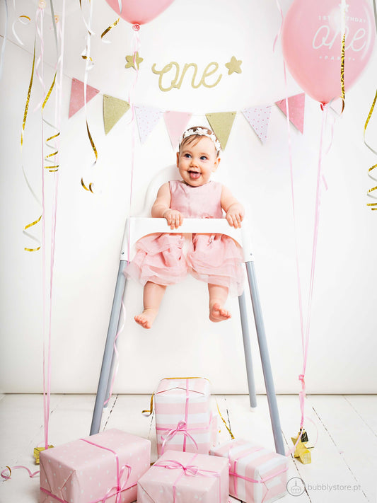 Bandeirola Rosa e Dourado