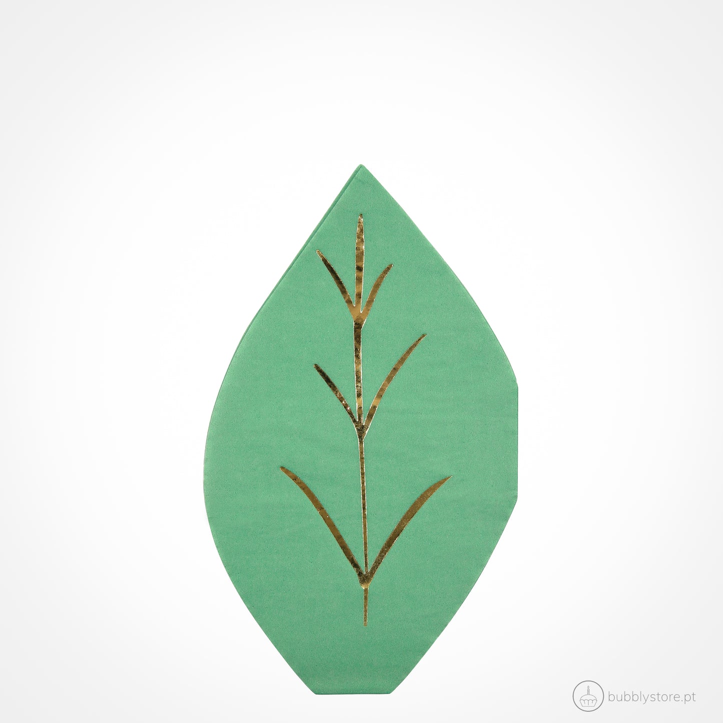 Guardanapos em forma de folha, com a medida de 9,5 x 16,5 cm. Cada embalagem é composta por 16 unidades.