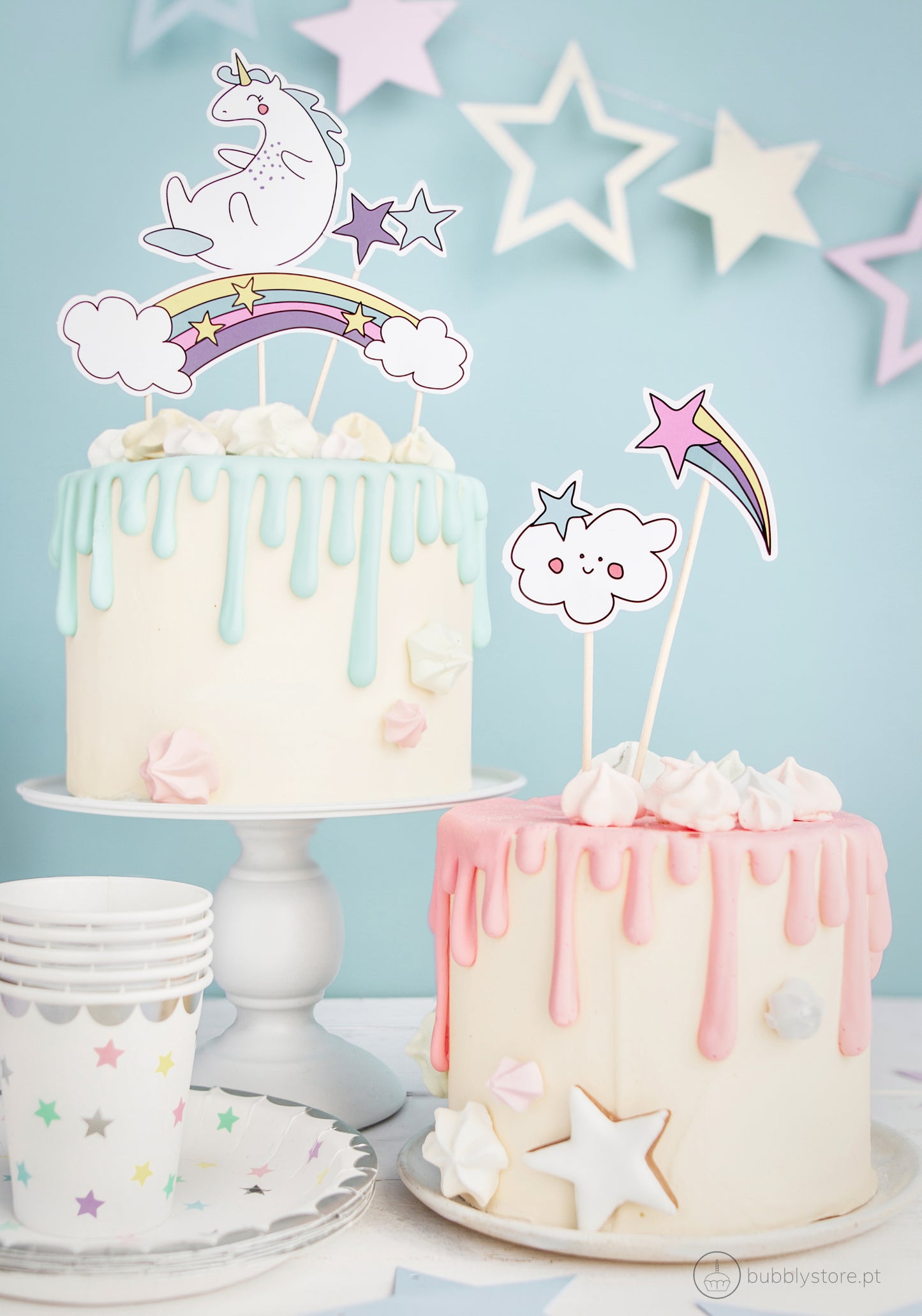 Adorno para tarta de unicornio.