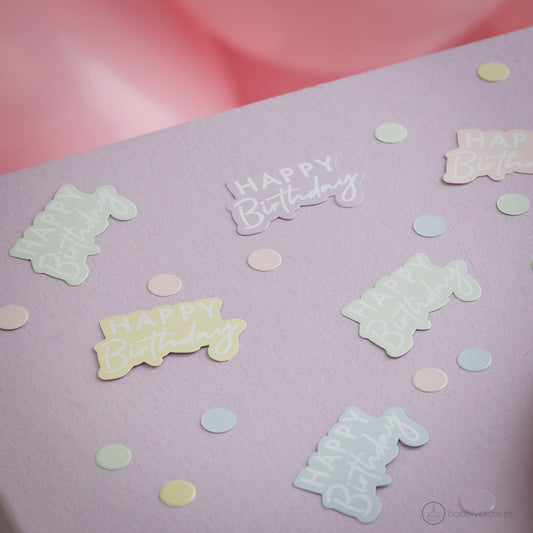 Confetis Happy Birthday Pastel