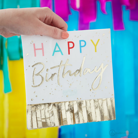Happy Birthday Fringed Napkins