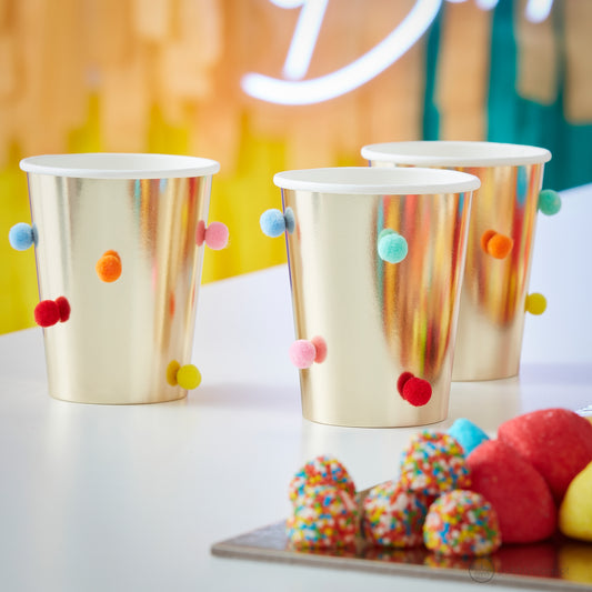 Copos Pompons Coloridos