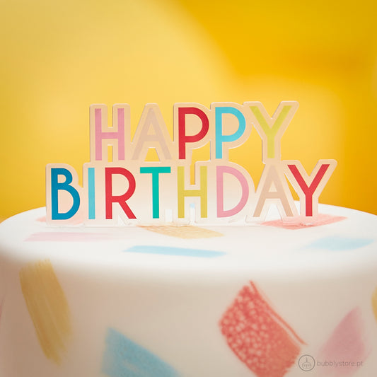 Topo de Bolo Happy Birthday