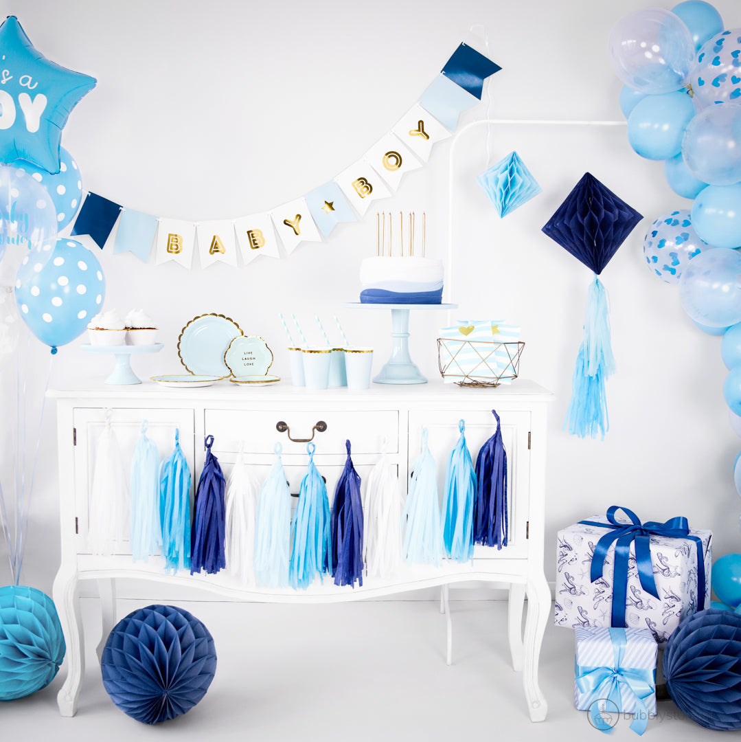 Balões Pintas Azul Bebé c/ Branco