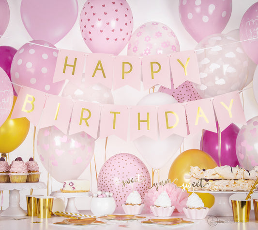 Balões Pintas Rosa Bebé c/ Branco