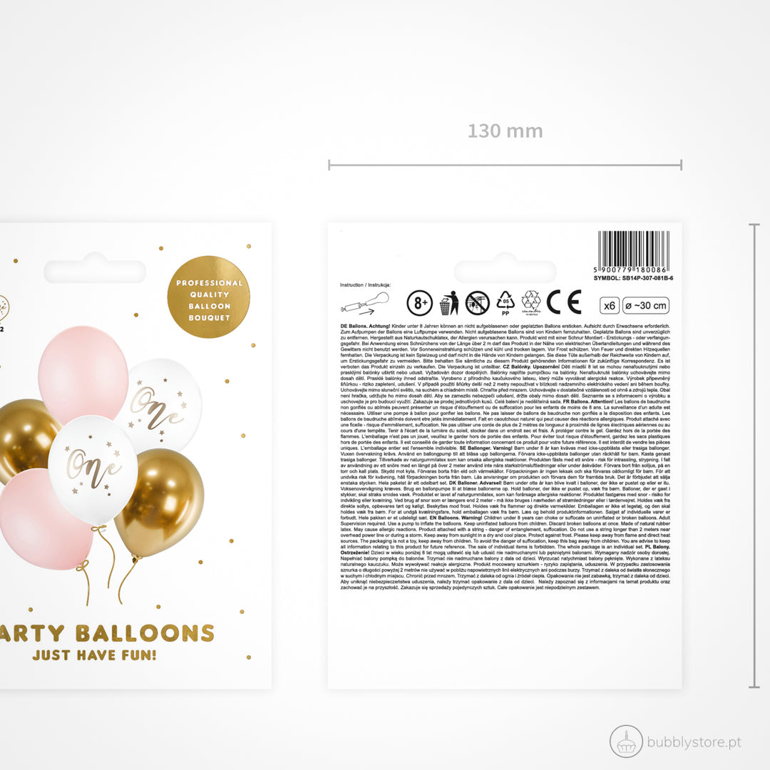 Balões Set One em Branco Puro c/ Rosa Claro