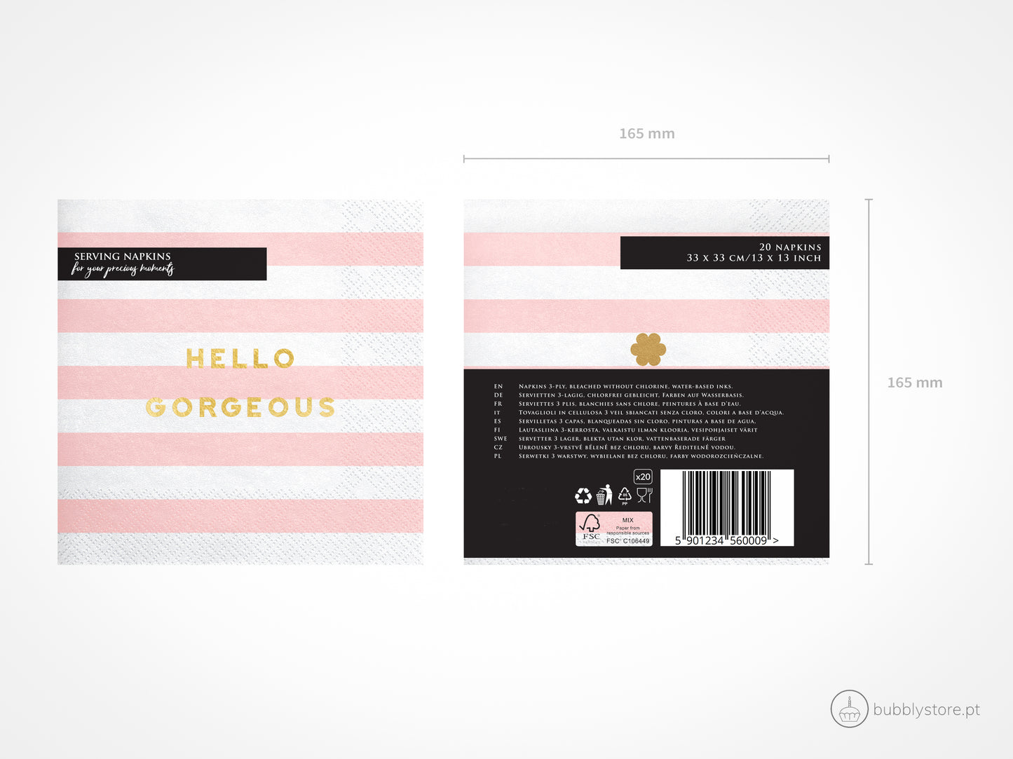 Servilletas de rayas rosas