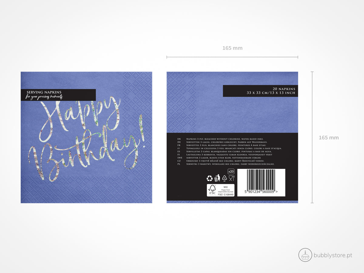 Guardanapos Happy Birthday Azul