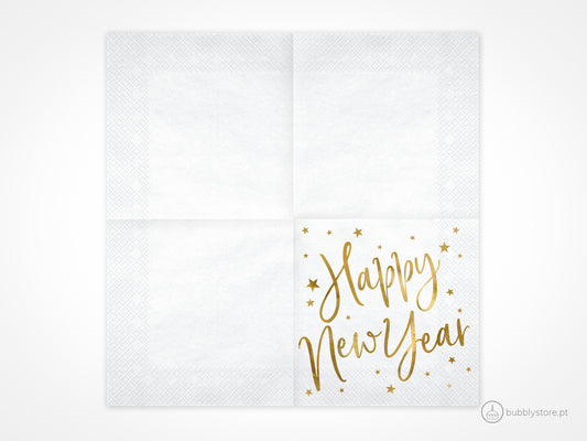 Happy New Year Napkins White