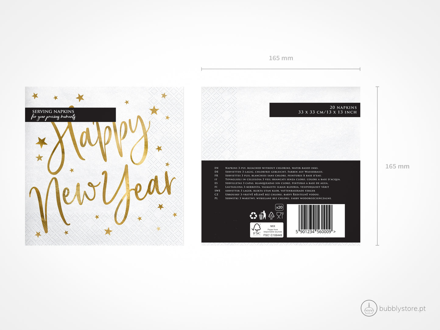 Servilletas blancas de feliz año nuevo