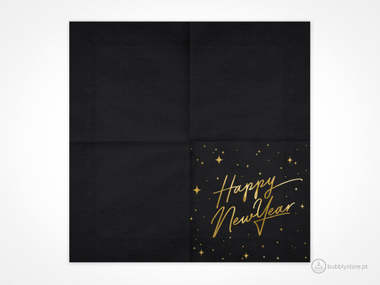 Servilletas negras de feliz año nuevo