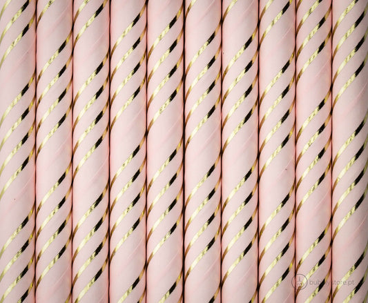 Palhinhas Rosa e Listras Douradas