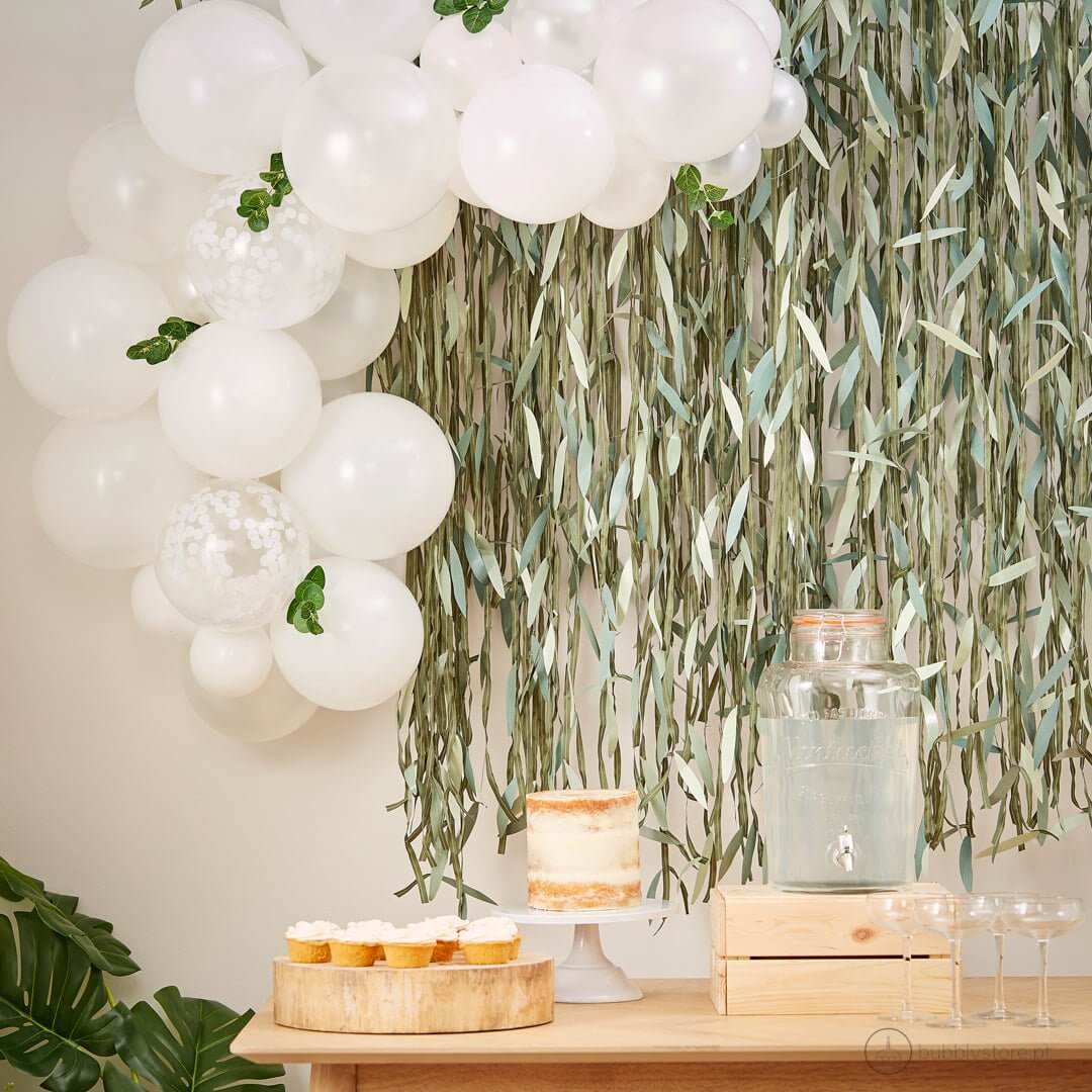 Arco Balões Branco Folhagem - Bubbly