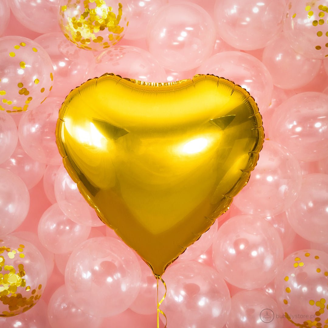 Balão Coração Dourado - Bubbly