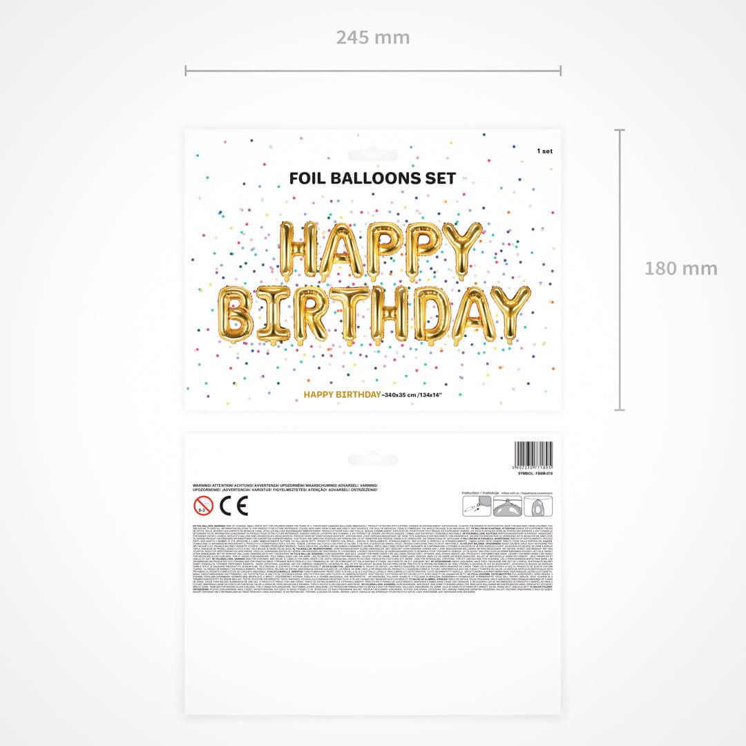 Balão Happy Birthday Dourado - Bubbly