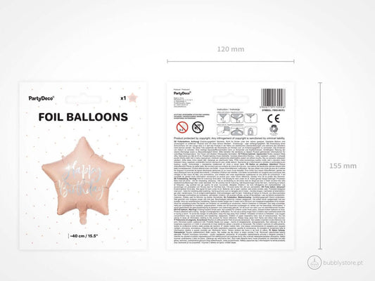 Balão Happy Birthday Rosa Claro - Bubbly