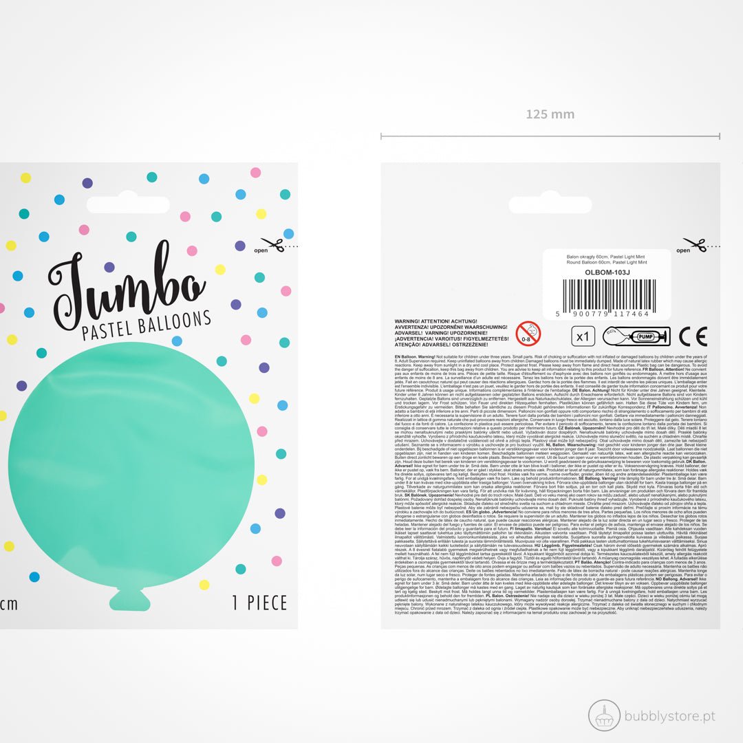 Balão Menta Pastel (60cm) - Bubbly