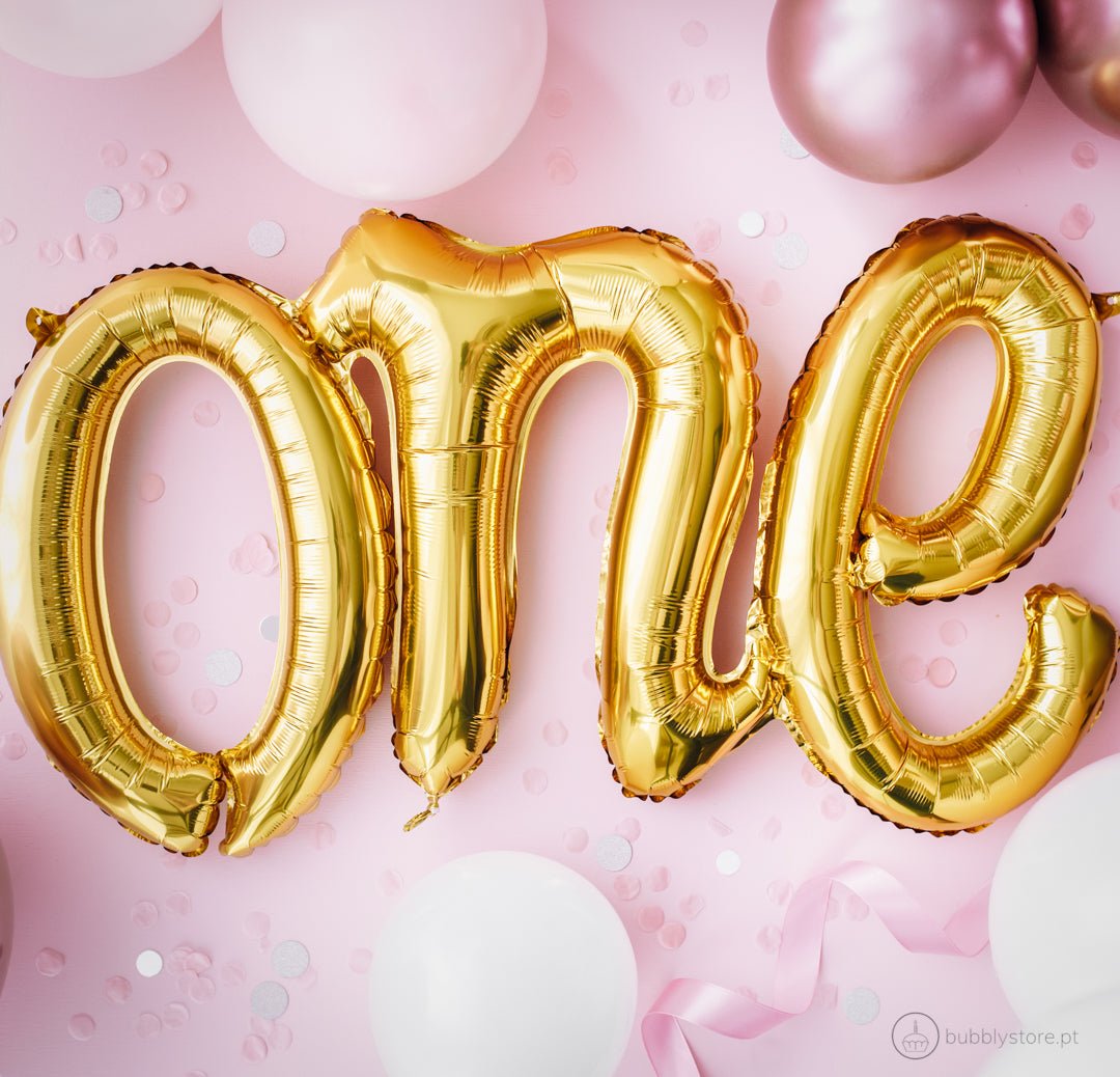 Balão One Dourado - Bubbly