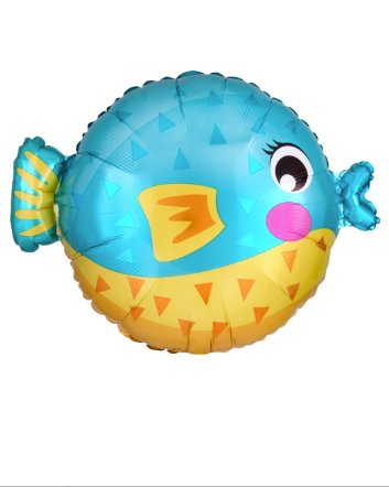 Balão em forma de peixe, com 48 x 35cm após enchimento.
Apto para enchimento com hélio ou ar.
Enchimento não incluído.