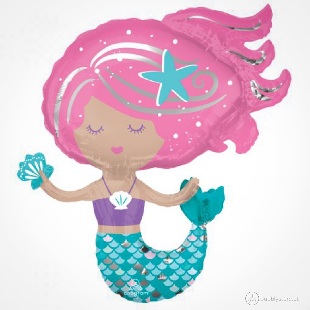 Balão em forma de sereia, com a medida de 73 x 76 cm.
Apto para enchimento com hélio ou ar.
Enchimento não incluído.